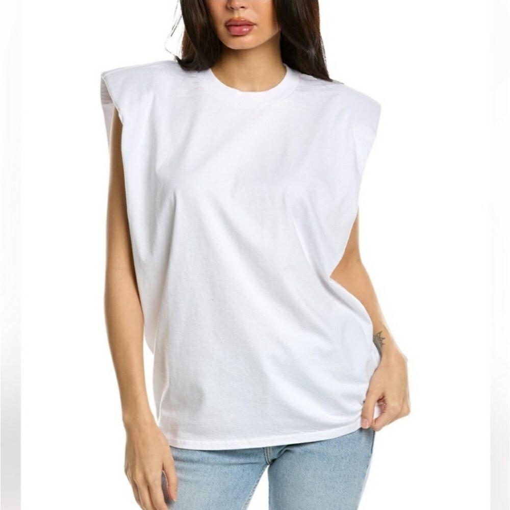 Sandrine Rose x Free People Shoulder Padded Oversized Sleeveless Tee White